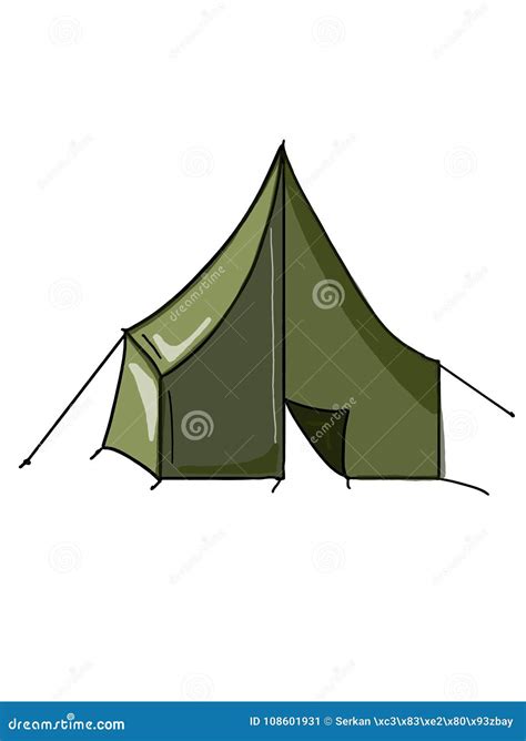 Camping Tent Illustration Realistic And White Background Stock Vector