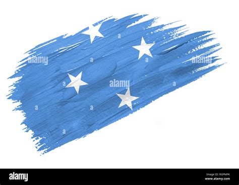 Brush Painted Micronesia Flag Hand Drawn Style Illustration Stock