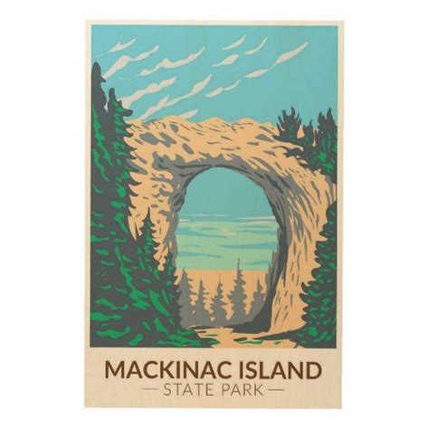 Mackinac Island State Park Michigan Arch Rock Wood Wall Art Zazzle