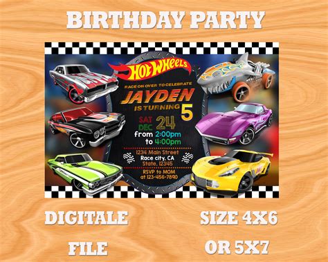 Invitación de cumpleaños de hot wheels cumpleaños de ruedas Etsy