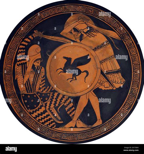 Greek Hoplite Fighting A Persian Terracotta Red Figure Kylix Museum