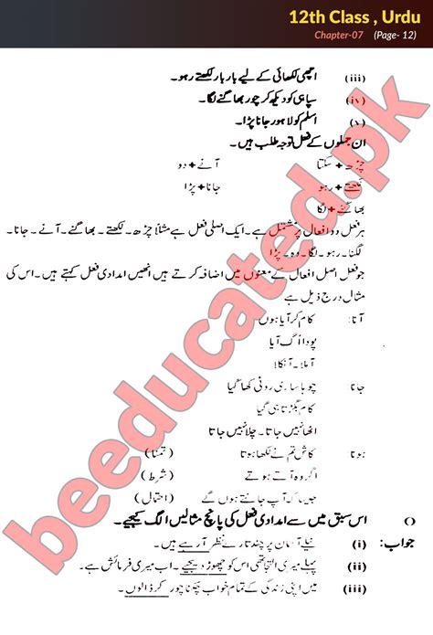 Chapter Urdu Fsc Part Notes Inter Part Notes