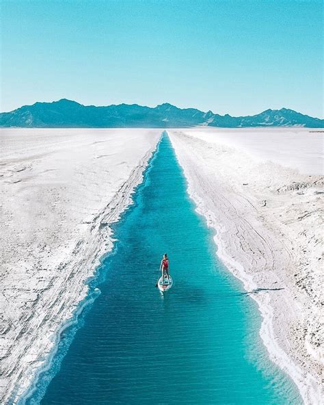 Potash Canals At The Bonneville Salt Flats Tooele County Utah Salt