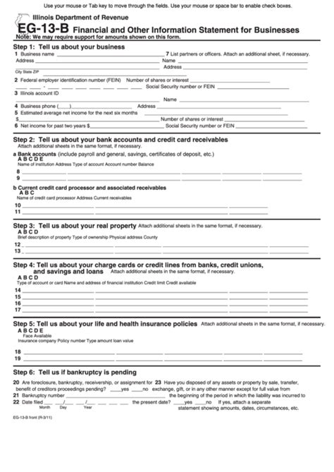 Fillable Form Eg 13 B Financial And Other Information Statement For