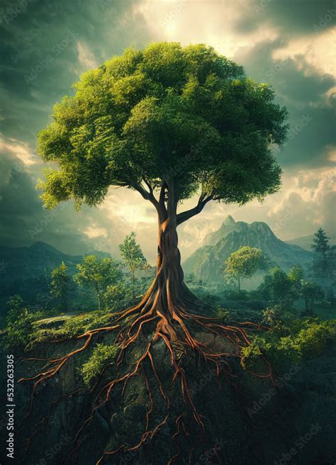 Tree With Roots Stock Illustration Adobe Stock