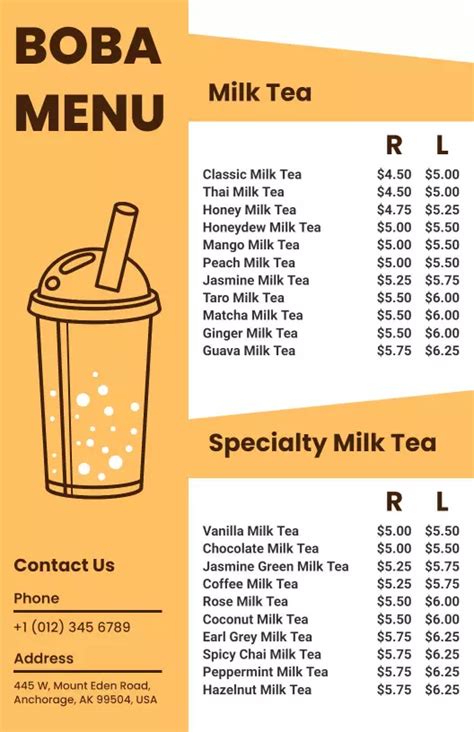 Boba Menu Templates Photoadking