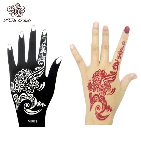 Buy 1pcs Henna Hand Tattoo Stencil Flower Glitter Airbrush Mehndi Henna Tattoo