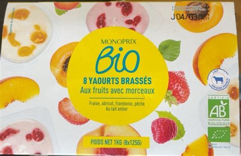 Yaourts Brass S Aux Fruits Avec Morceaux Monoprix Bio Kg