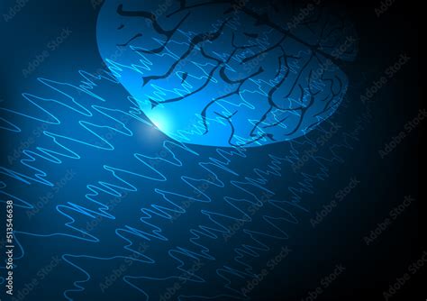 Human brain and brain waves background Stock Vector | Adobe Stock