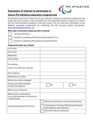 Fillable Online Expression Of Interest To Participate In Future IPC