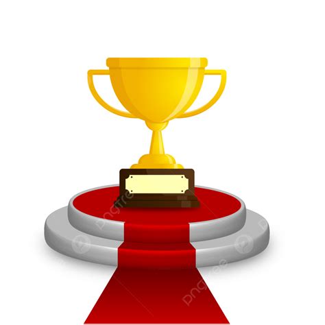 Circle Podium With Red Carpet And Gold Trophy Vector Podium Trophym