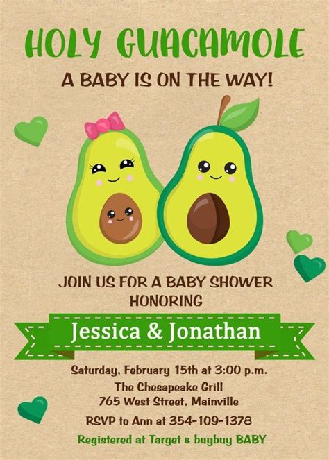 Avocado Baby Shower Invitation Avocado Invitation - Etsy | Baby shower ...