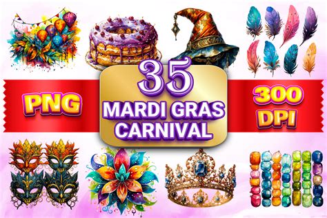 Mardi Gras Carnival Clipart Bundle 7 Graphic By Colorbound Books