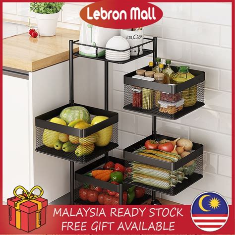 Lebron Iron Rotating Vegetable Racks Kitchen Floor Stand Multi Layer