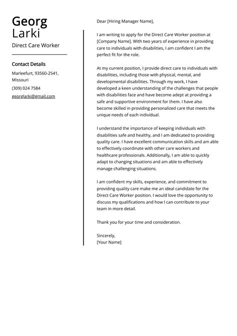 Direct Care Worker Cover Letter Example For 2023 Skills And Templates