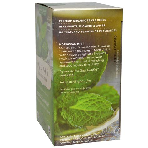 Numi Tea Organic Herbal Teasan Caffeine Free Moroccan Mint 18 Tea