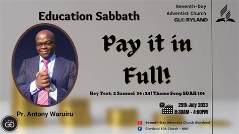 SDA CHURCH GLORYLAND EDUCATION SABBATH SERVICE YouTube