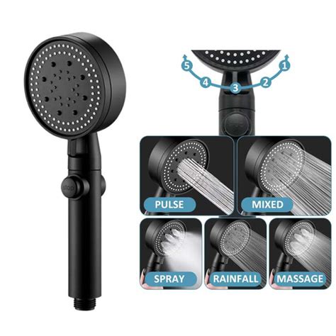 Fridja Shower Head With Hose And On Off Switch 5 Setting High Pressure