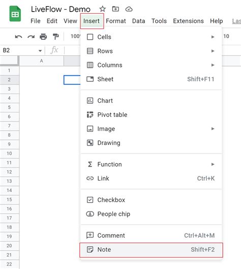 How To Insert A Note In Google Sheets Liveflow