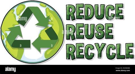 Reduce Reuse Recycle Text Logo Banner Illustration Stock Vector Image