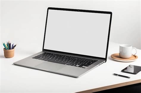 Premium Photo Laptop With A White Screen Isolated Working Desk