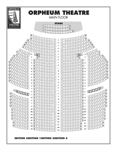 Orpheum Theatre Seating Chart Printable Pdf Download