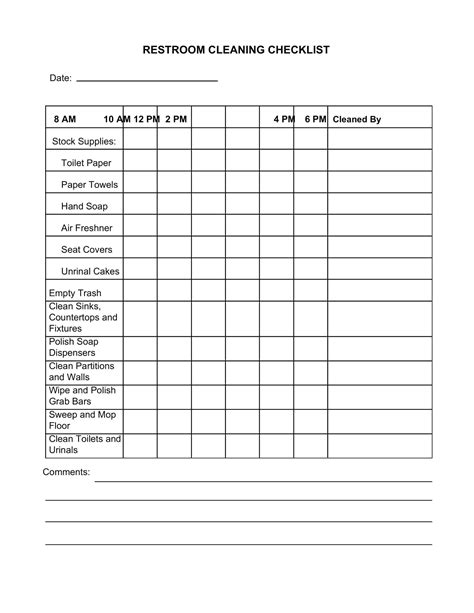 Free Printable Bathroom Cleaning Checklist Templates PDF Excel Word