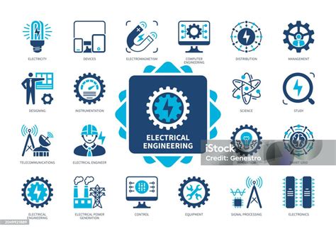 Electrical Engineering Solid Icon Set Stock Illustration Download