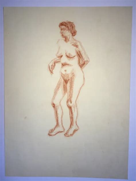 NAKED WOMAN DRAWING Original Sanguine Erotica Curiosa Desbordes Erotic