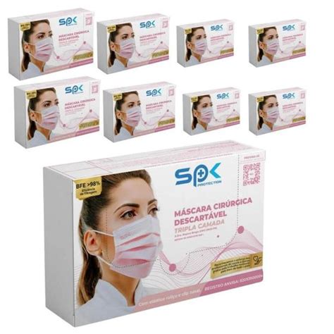 Kit Caixa M Scara Cir Rgica Descart Vel Uni Rosa Sp Protection