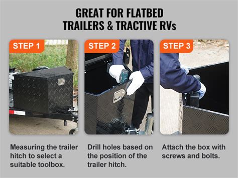 Vevor Trailer Tongue Box Aluminum Alloy Diamond Plate Tongue Box Tool Chest Heavy Duty Trailer