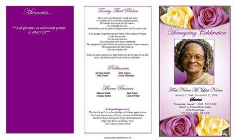 Lovely Purple Rose Trifold Funeral Program Template - Elegant Memorials