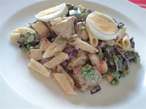 Salade de macaroni au poulet et aux légumes Les marmites de Marphyl