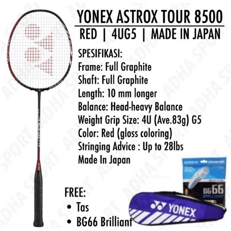 Jual Raket Badminton Yonex Astrox Tour 8500 Red Original Sunrise