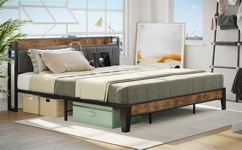 Amazon LIKIMIO King Size Bed Frame Storage Headboard With