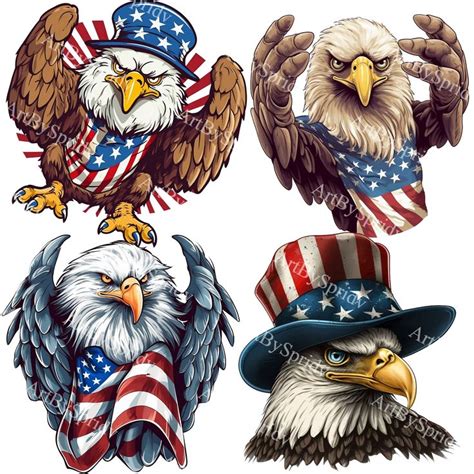 Pack American Pride Bald Eagle Cliparts Patriotic Digital Png Files