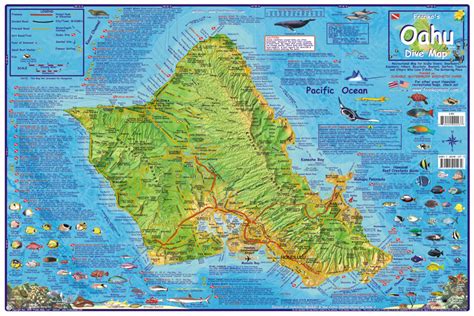 Oahu 1154t Dive Mapa Waikiki Plan Franko´s International Travel