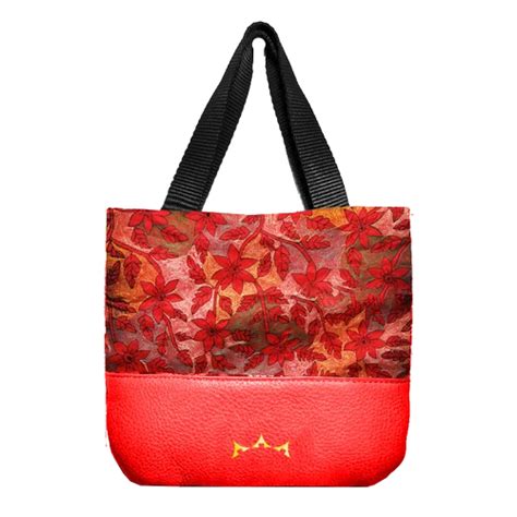 Genuine Leather And Embroidery Tote Bright Red At Rs 799 00 चमड़ा का