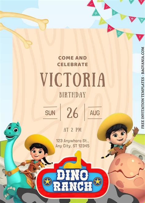 9 Bright Cute Dino Ranch Canva Birthday Invitation Templates Artofit