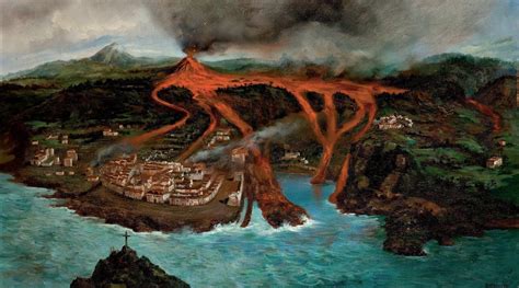 The eruption of Garachico volcano (1706) - painting by Bordanova Ubaldo ...