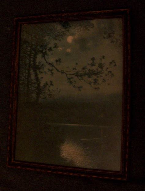 Vintage Shadowland Moonlight Lithograph Framed Print 13 X 17 Blue