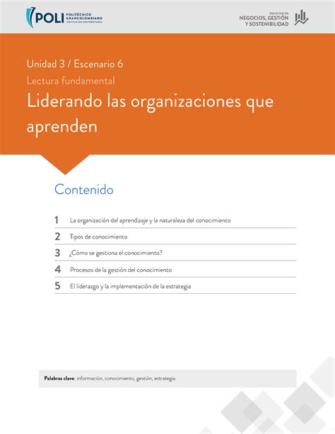 Lectura Fundamental Palabras Clave Informaci N Conocimiento