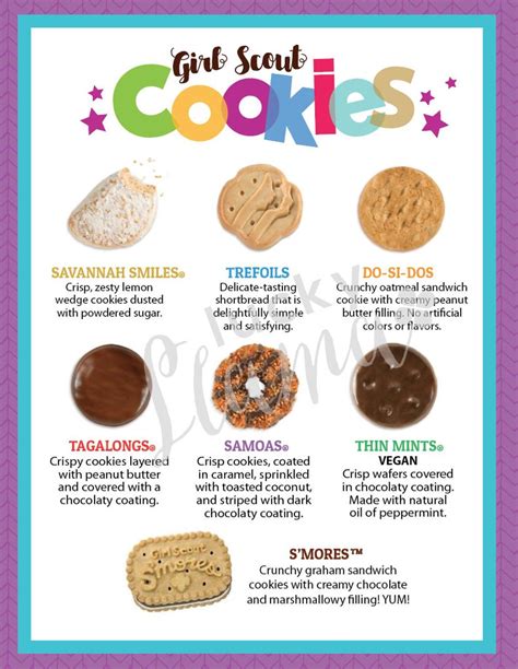 Lbb Girl Scout Cookie Menu 8 5 X 11 No Prices With And Etsy Girl Scout Cookies Recipes Girl