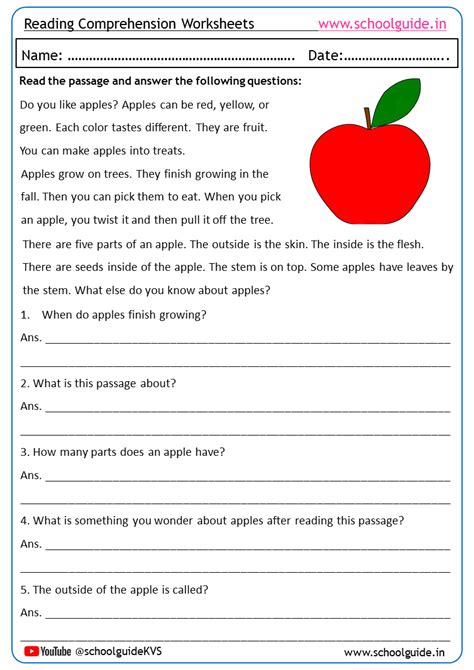 Reading Comprehension Worksheets - Worksheets Library