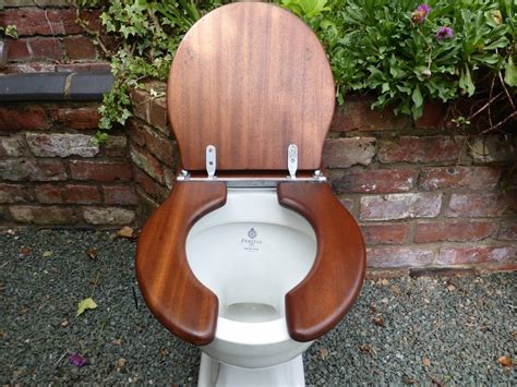 Unusual Antique Wooden Horseshoe High Level Toilet Seat + Lid | Toilet ...