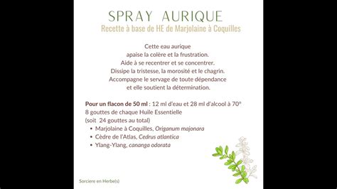 Recette Spray Aurique La Marjolaine Youtube