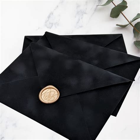 Black Velvet Wedding Envelopes A7 Euro Flap Wedding Envelopes 5 25 X