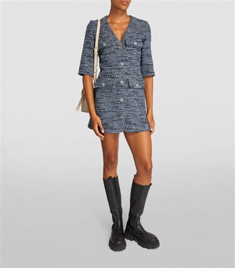 Womens Maje Blue Tweed Mini Dress Harrods UK