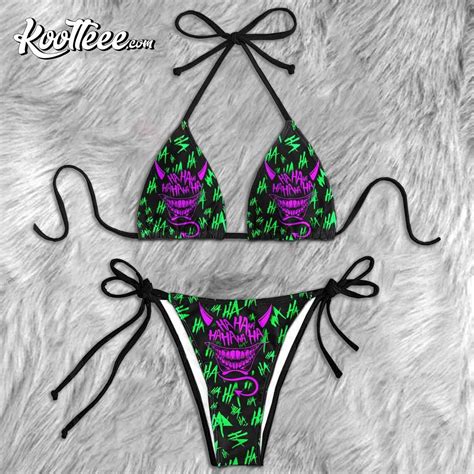 Funny Devil Emo Skull Micro Triangle Women Beachwears Bikini Swimwear Beachwear String Triangle