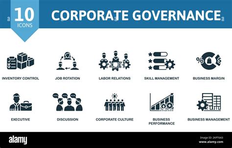 Corporate Governance Icon Set Monochrome Simple Corporate Governance Icon Collection Inventory